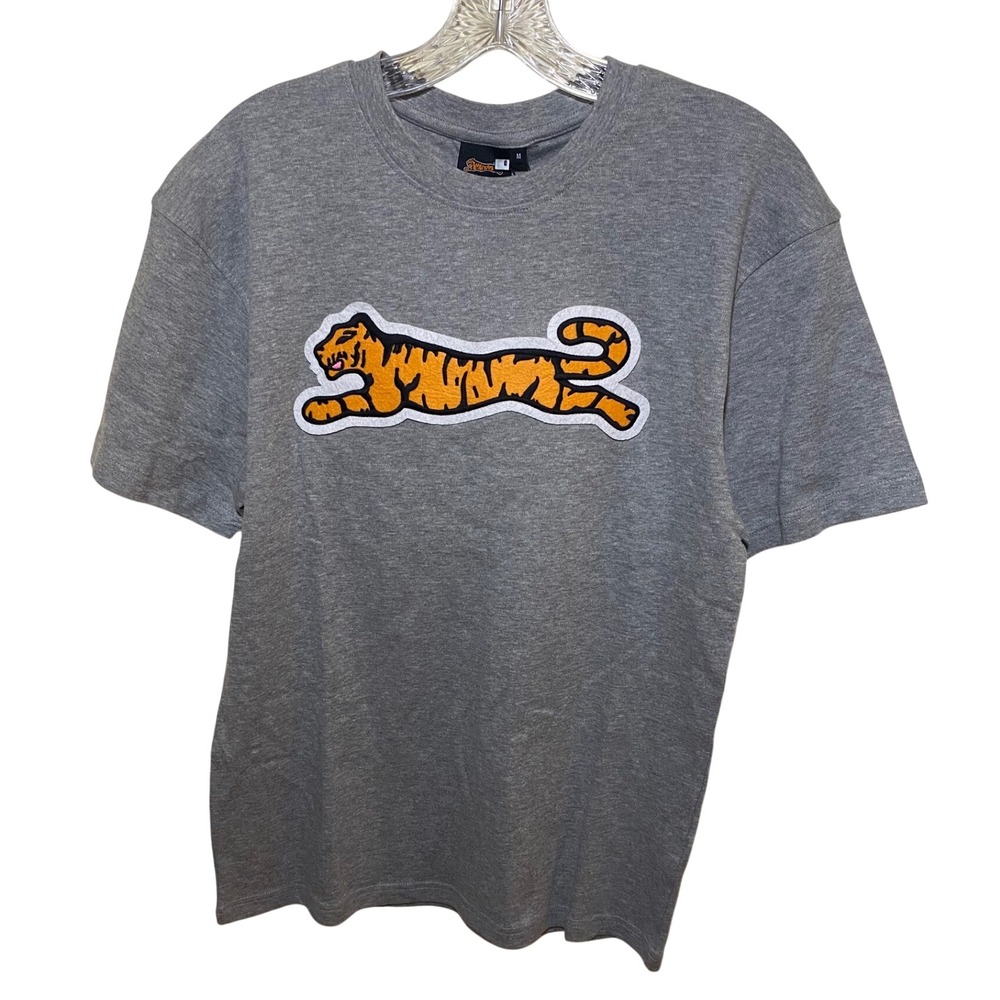 Le Tigre Mens Chenille Tiger Patch Graphic T-Shirt Grey LT-93-008-020 Medium NWT